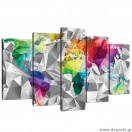 Σετ Εικόνα Canvas 5 κομμάτια Παγκόσμιος Χάρτης 3D