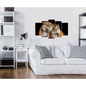 Σετ Εικόνα Canvas 5 κομμάτια Τίγρεις